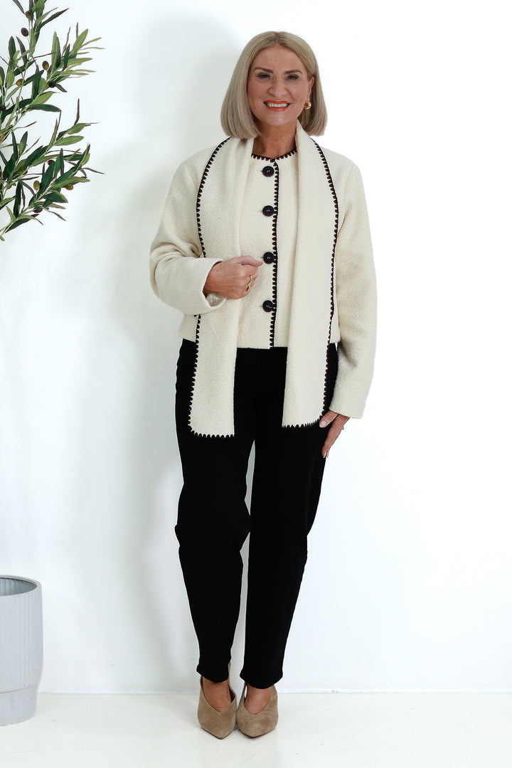 Audree Boucl'e Jacket & Scarf |  CREAM BLACK