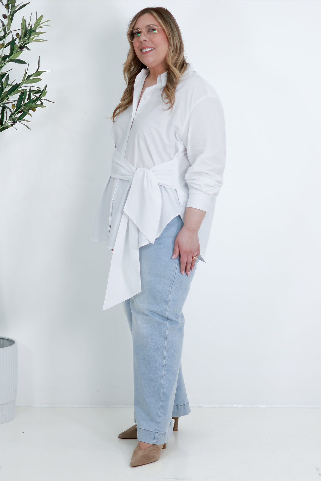 Georgina Tie Shirt | WHITE