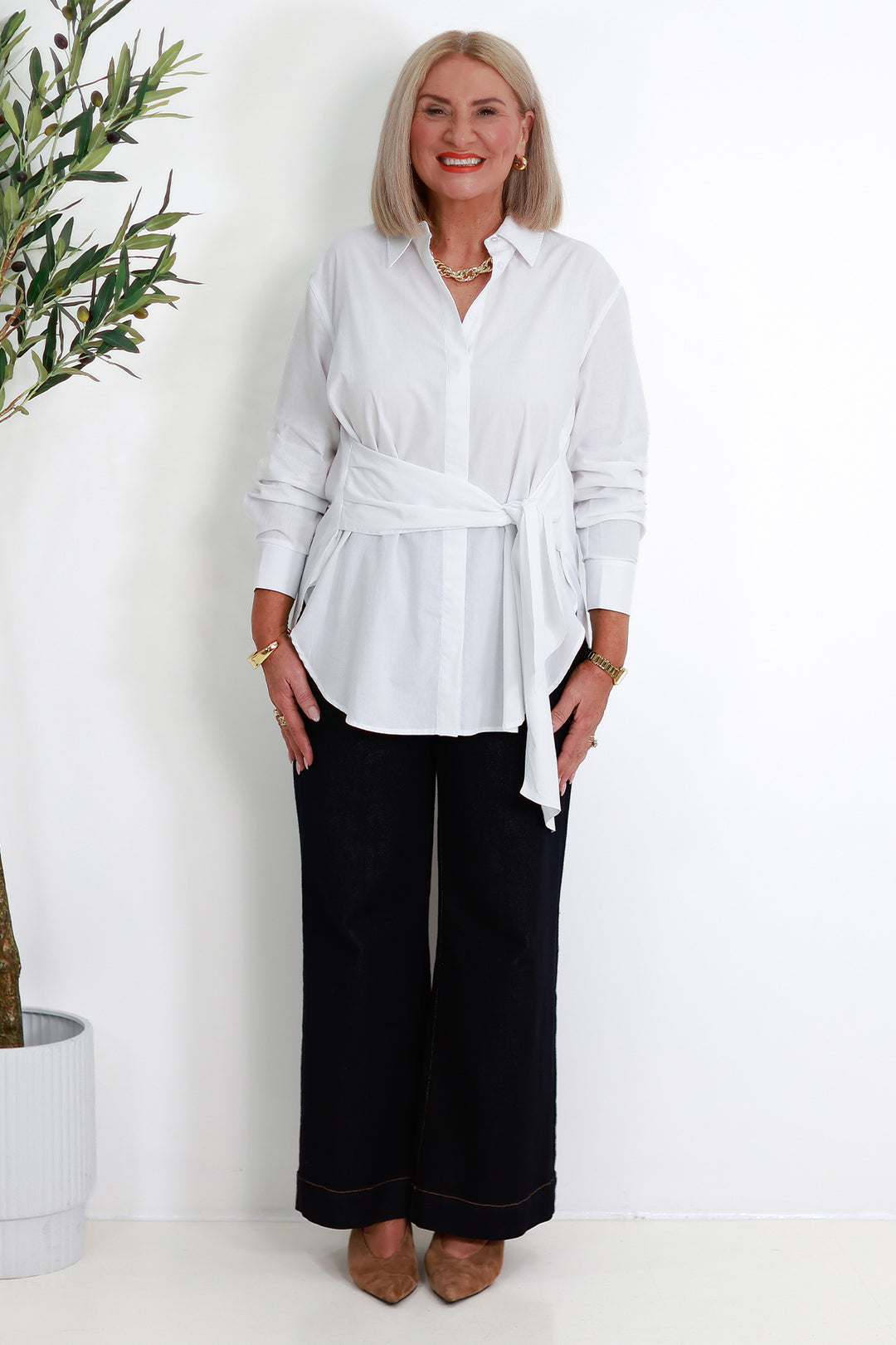 Georgina Tie Shirt | WHITE
