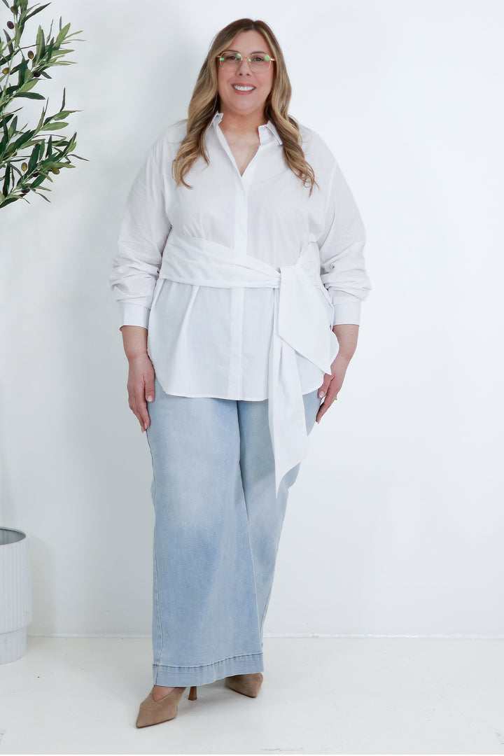 Georgina Tie Shirt | WHITE