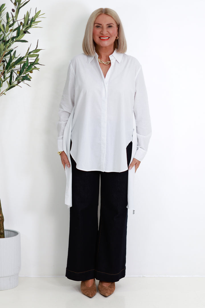 Georgina Tie Shirt | WHITE