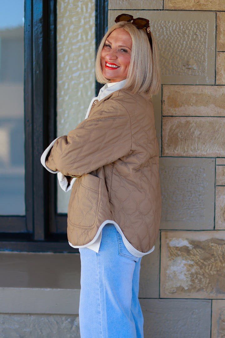 Marlowe Quilted Jacket | TAN & IVORY