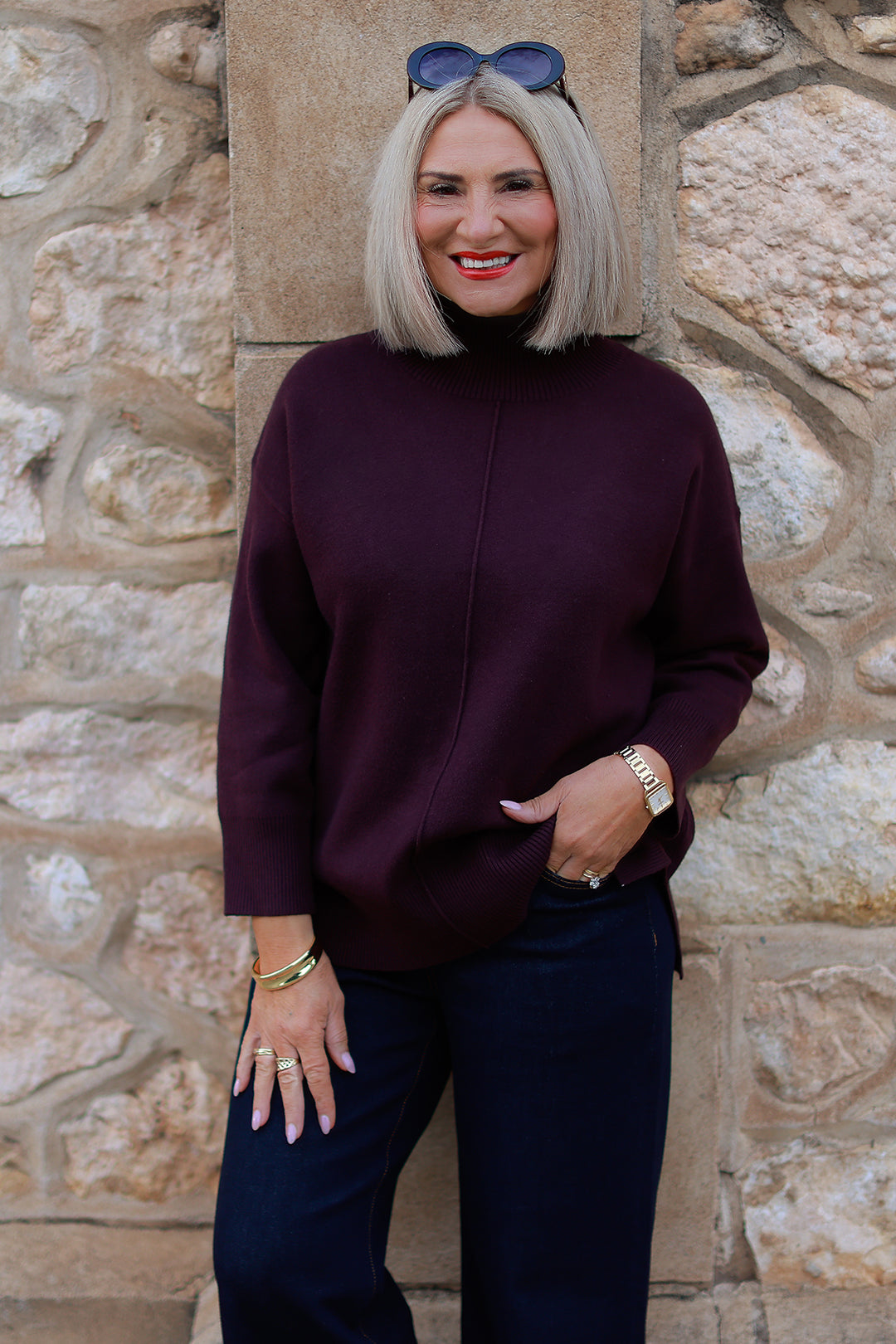 Calla Turtle Neck Knit - WINE