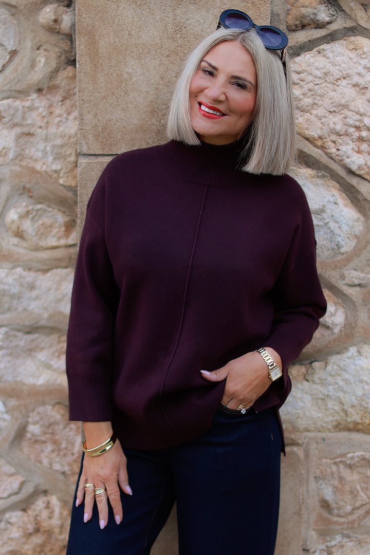 Calla Turtle Neck Knit - WINE