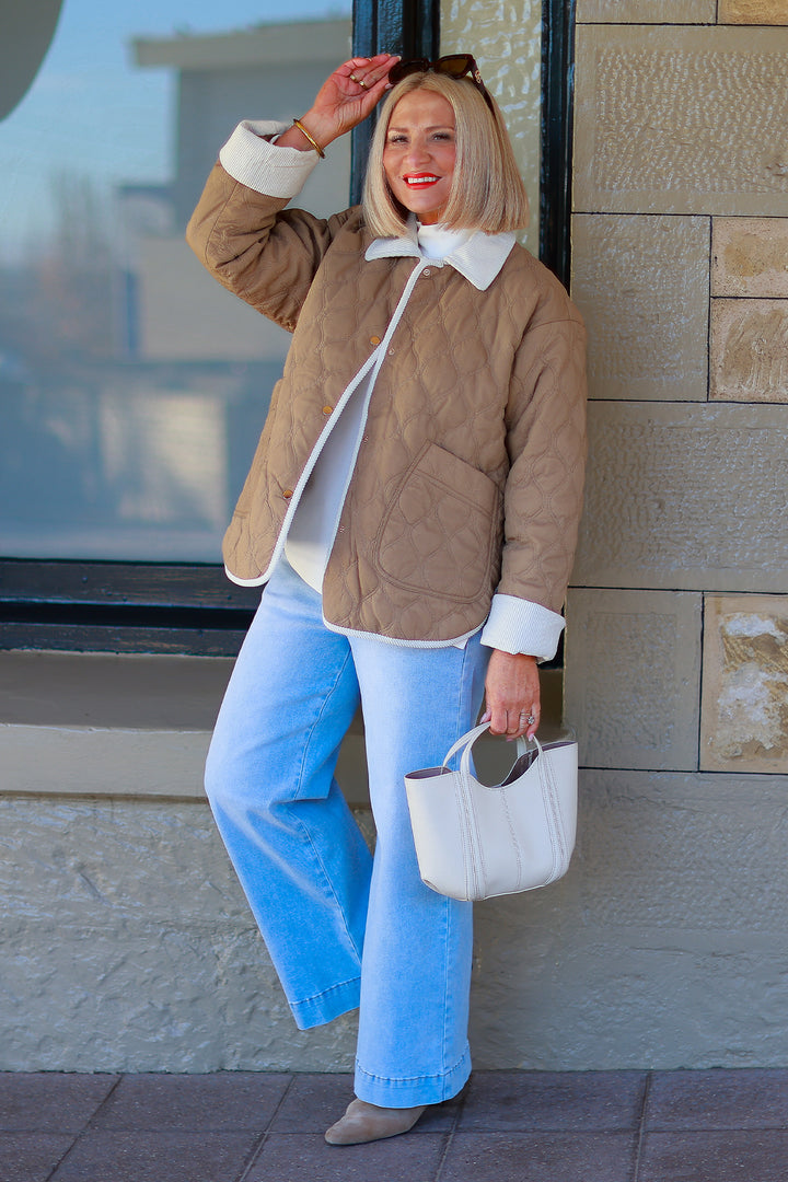 Marlowe Quilted Jacket | TAN & IVORY