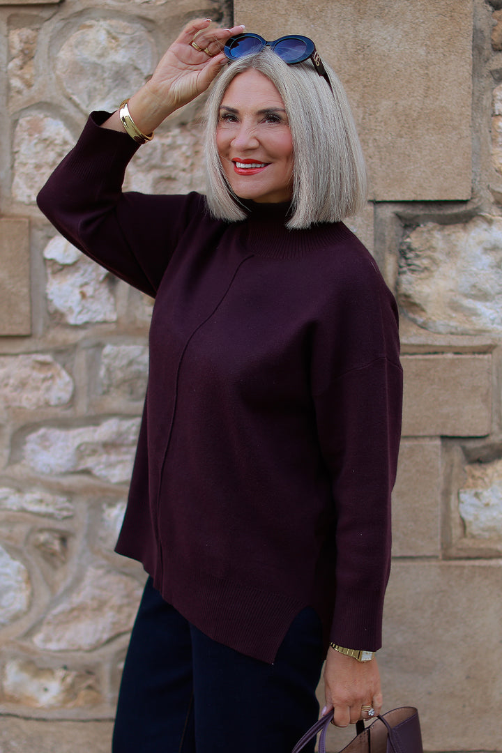 Calla Turtle Neck Knit - WINE
