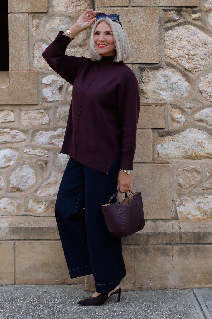 Calla Turtle Neck Knit - WINE