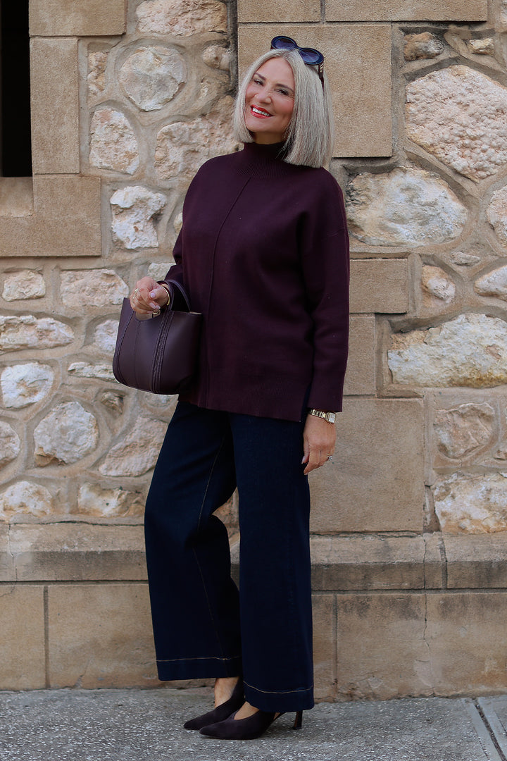 Calla Turtle Neck Knit - WINE