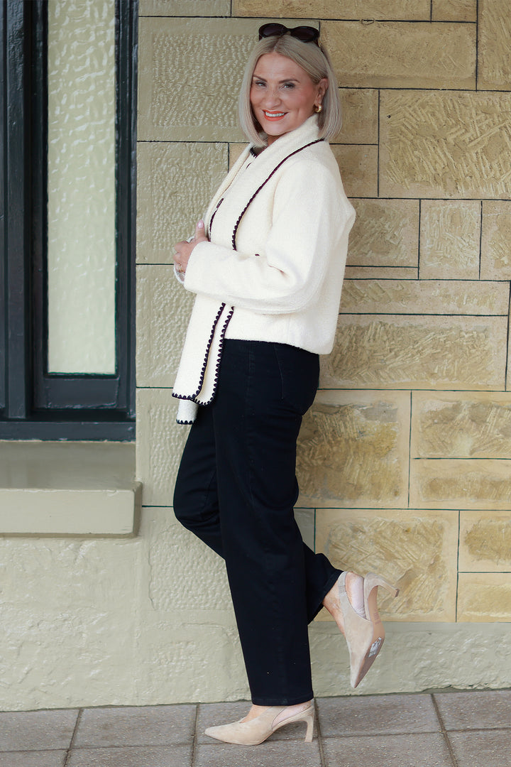 Audree Boucl'e Jacket & Scarf |  CREAM BLACK