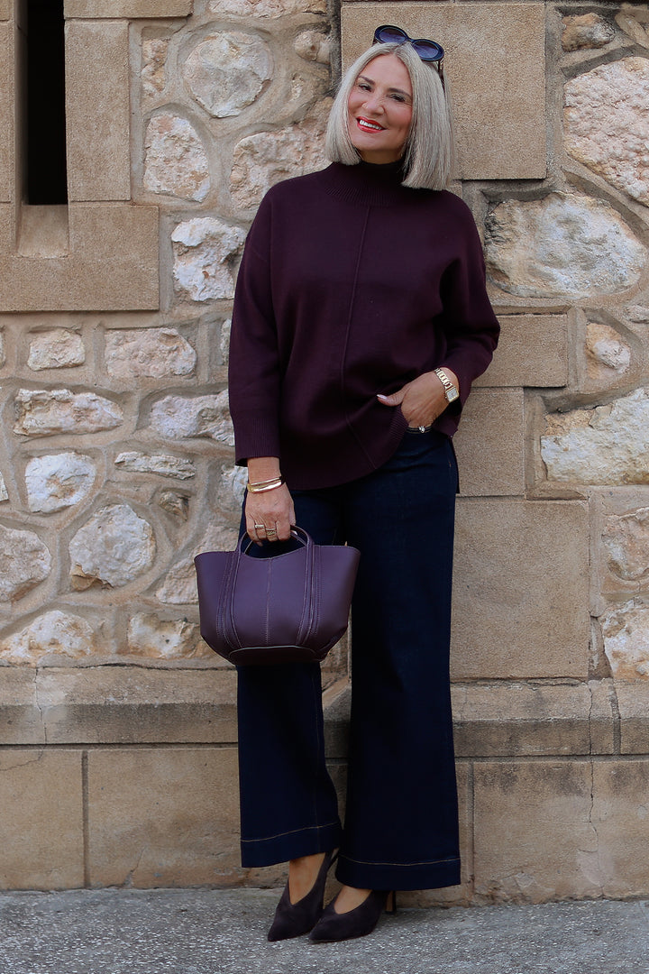 Calla Turtle Neck Knit - WINE