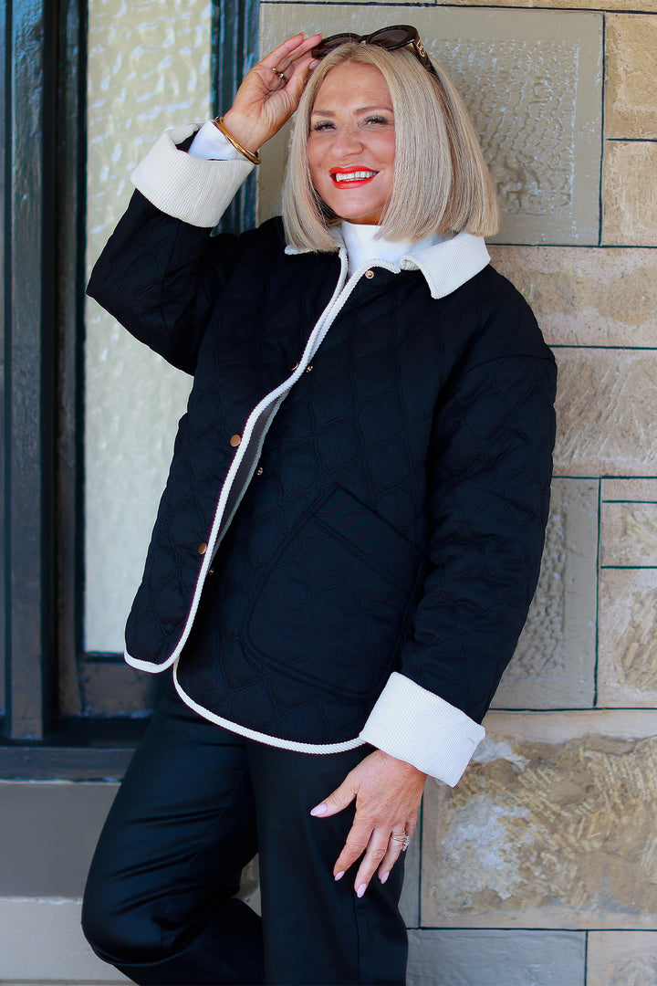 Marlowe Quilted Jacket | BLACK & IVORY