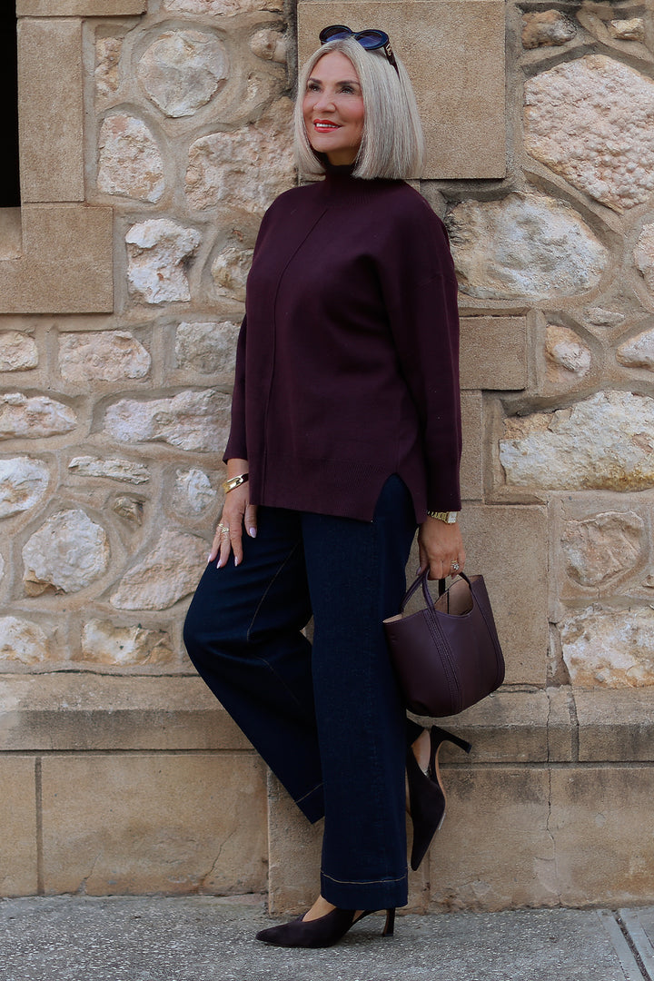 Calla Turtle Neck Knit - WINE
