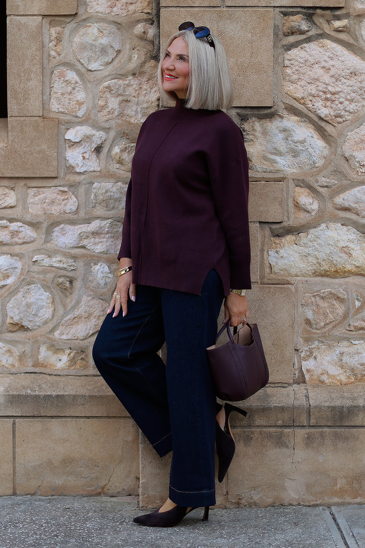 Calla Turtle Neck Knit - WINE