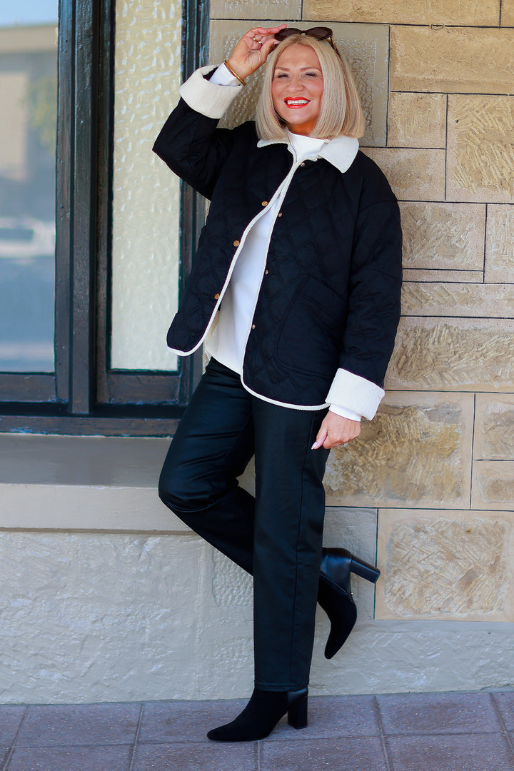 Marlowe Quilted Jacket | BLACK & IVORY