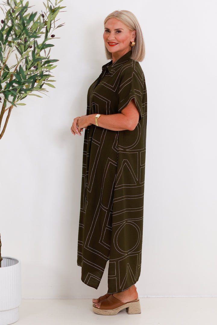 Riveria Relaxed Shirt Dress | OLIVE