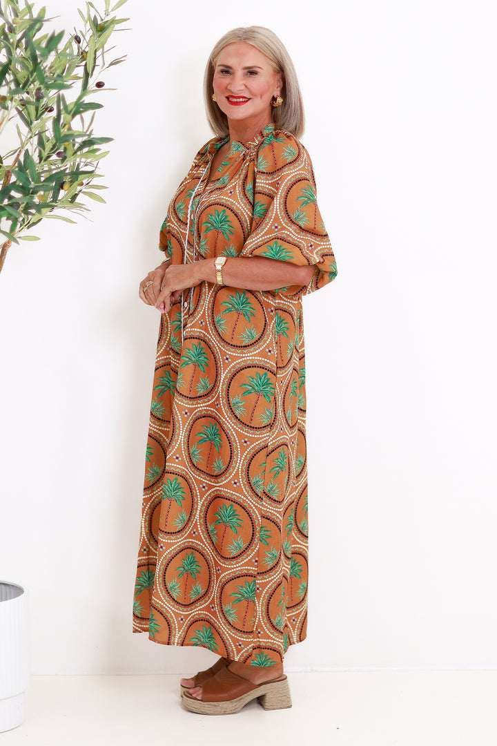 Palm Shirt Dress | TAN
