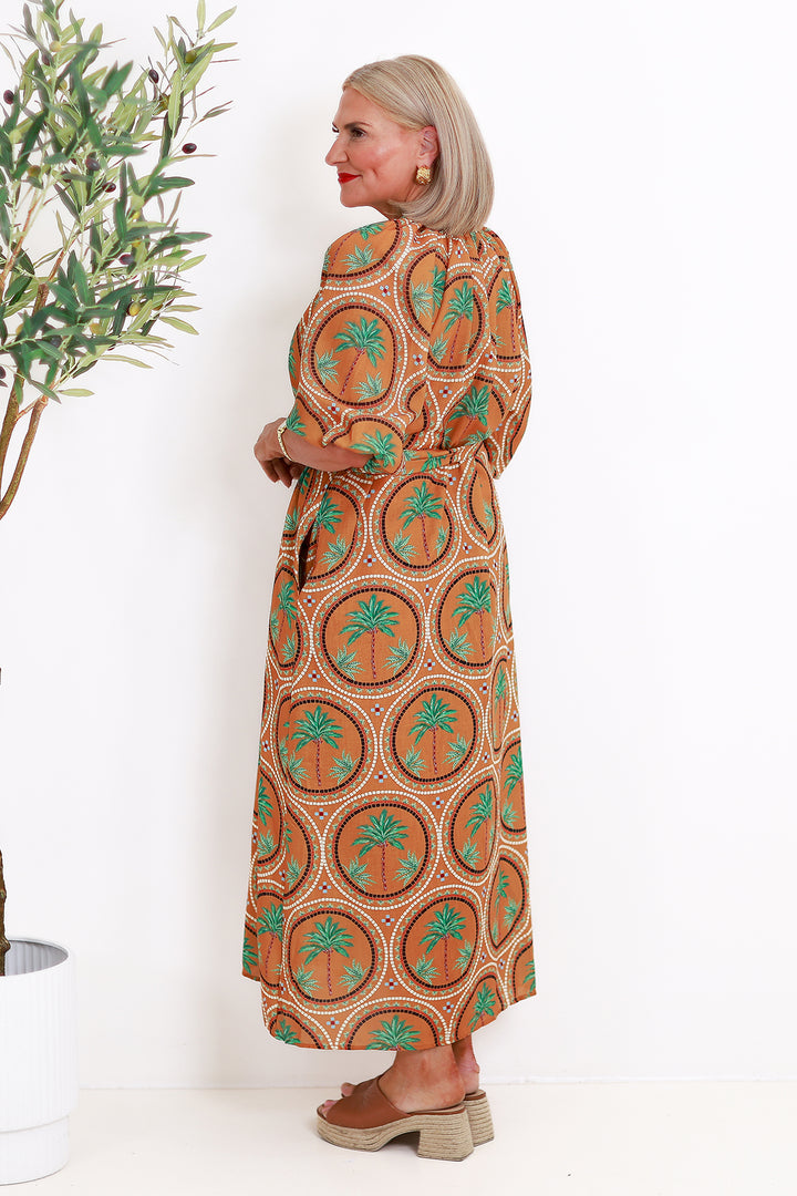 Palm Shirt Dress | TAN