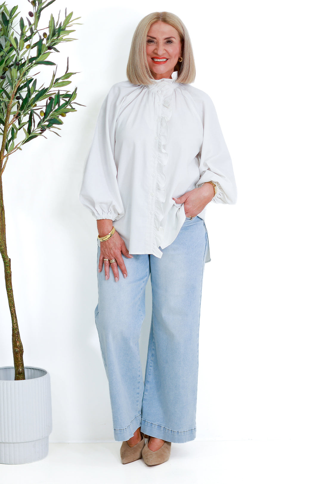 Alessia Frill Shirt | WHITE