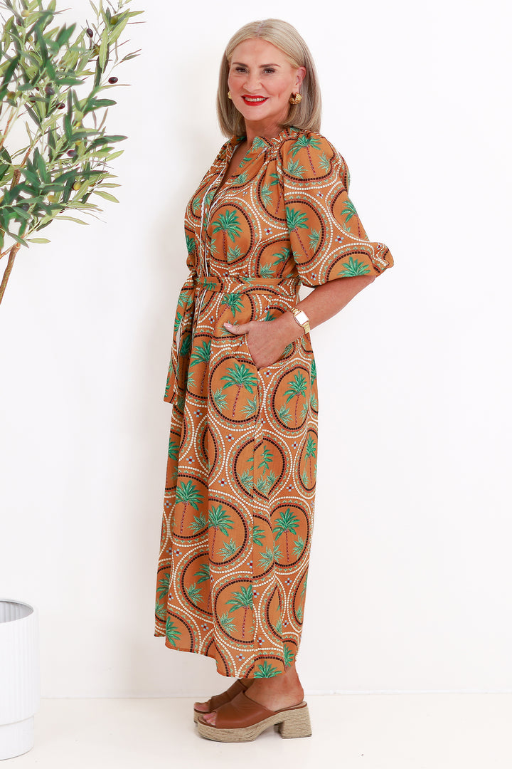 Palm Shirt Dress | TAN