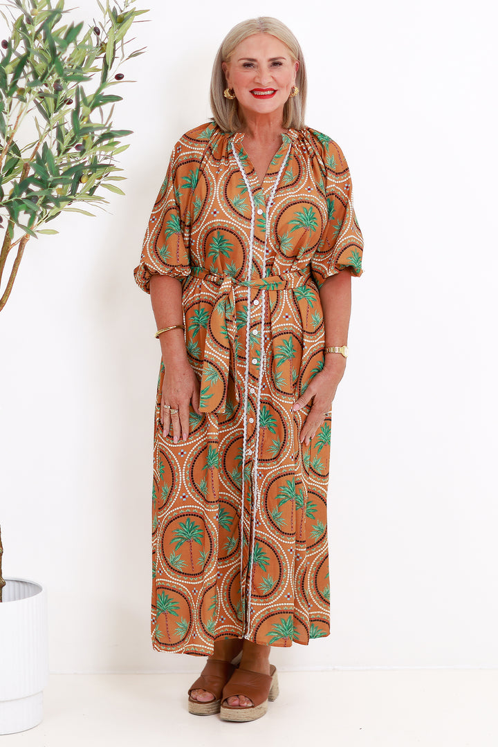 Palm Shirt Dress | TAN