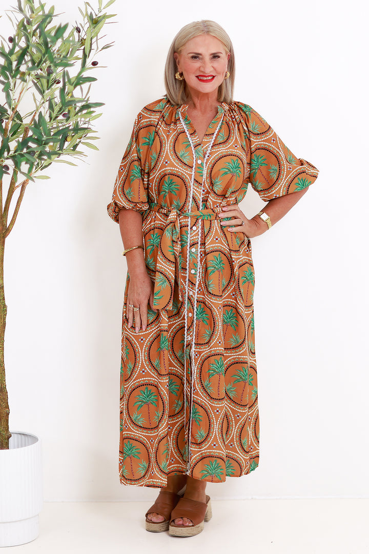 Palm Shirt Dress | TAN