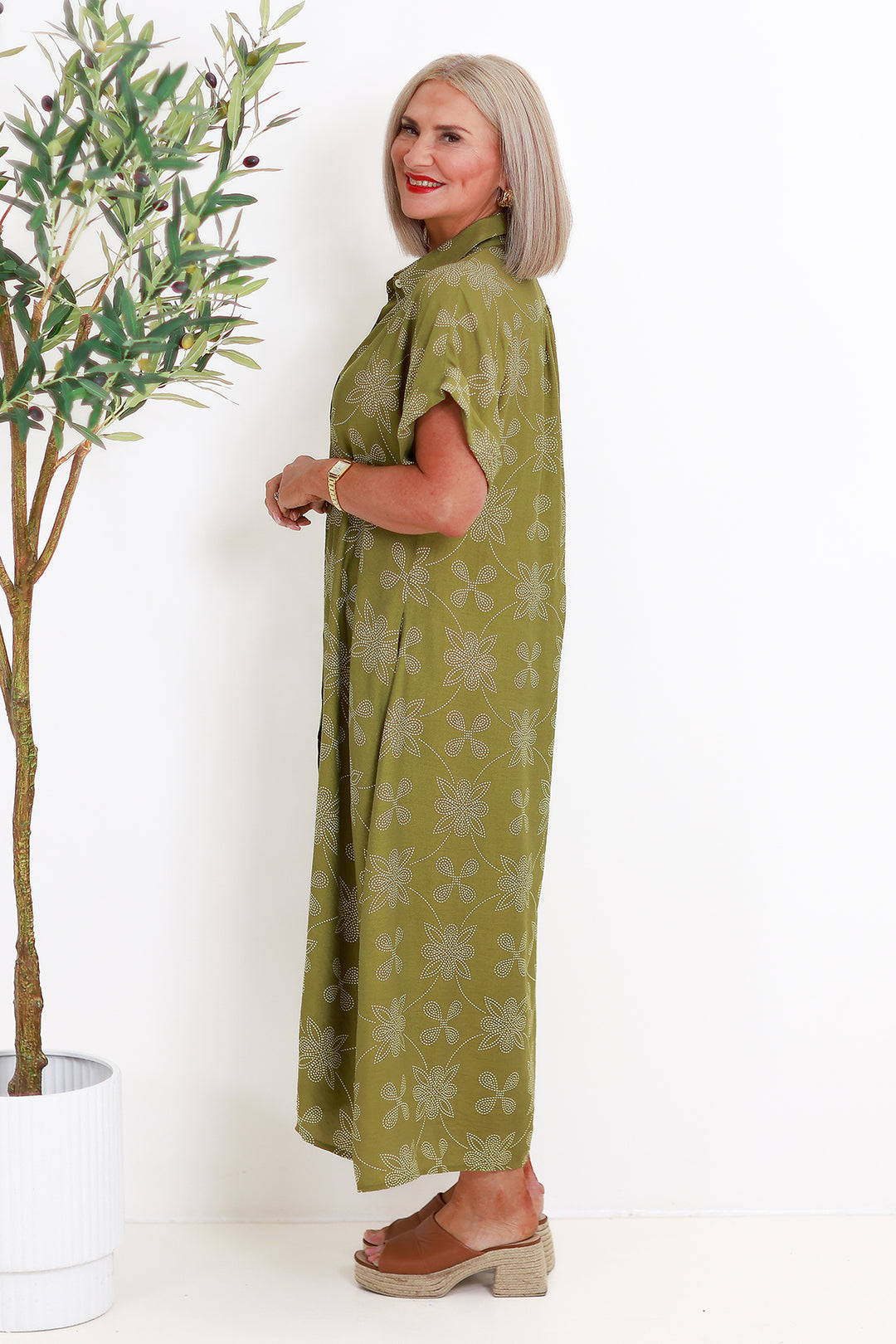 Riveria Relaxed Shirt Dress | GREEN