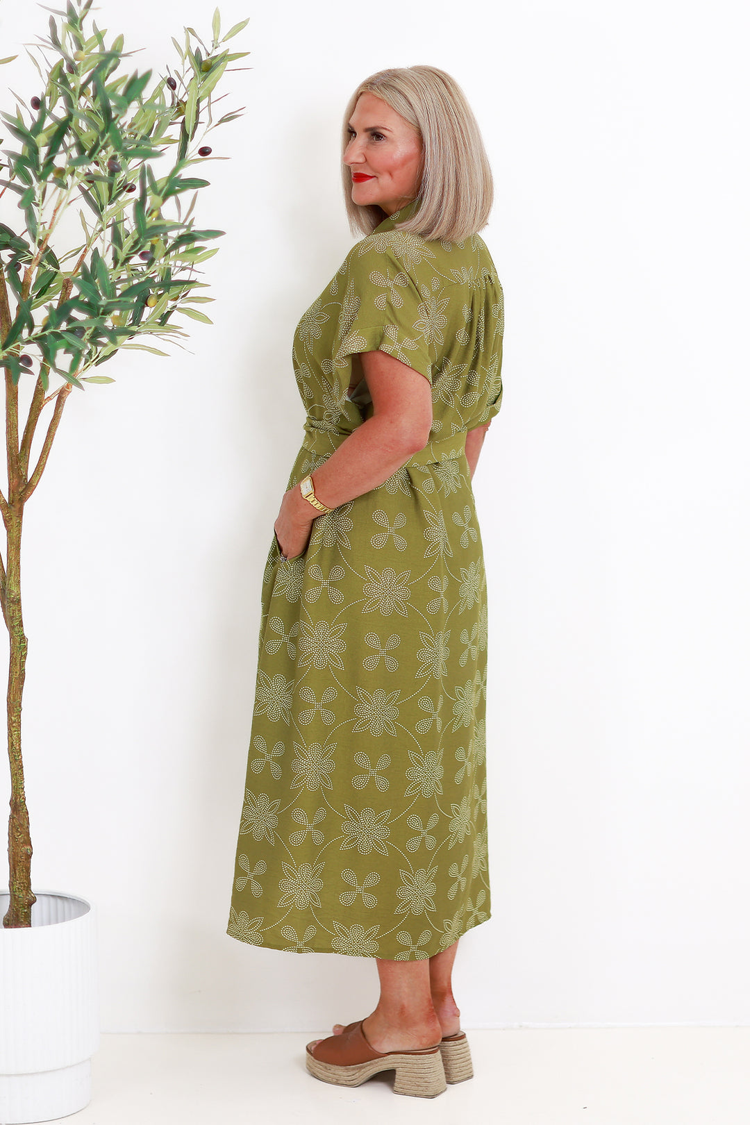 Riveria Relaxed Shirt Dress | GREEN