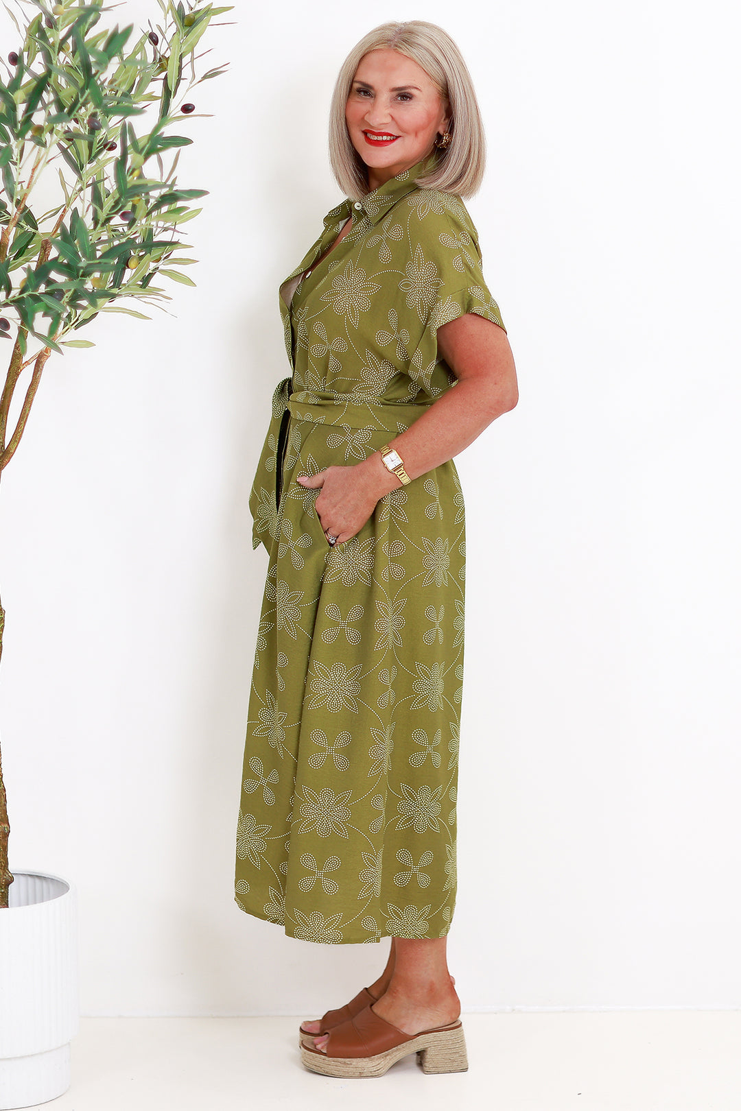 Riveria Relaxed Shirt Dress | GREEN