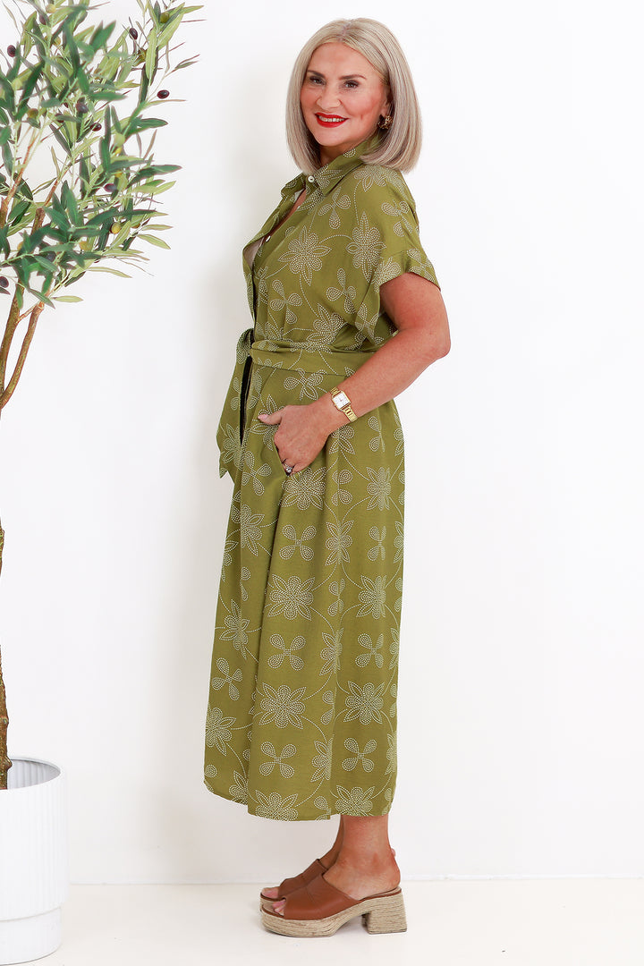 Riveria Relaxed Shirt Dress | GREEN