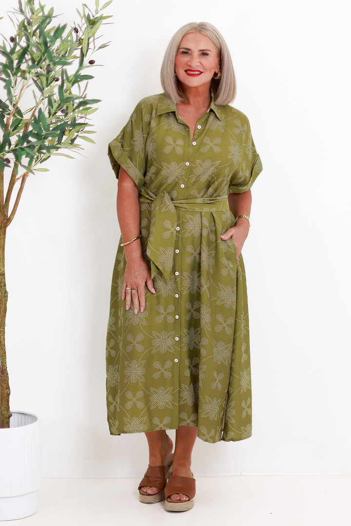 Riveria Relaxed Shirt Dress | GREEN