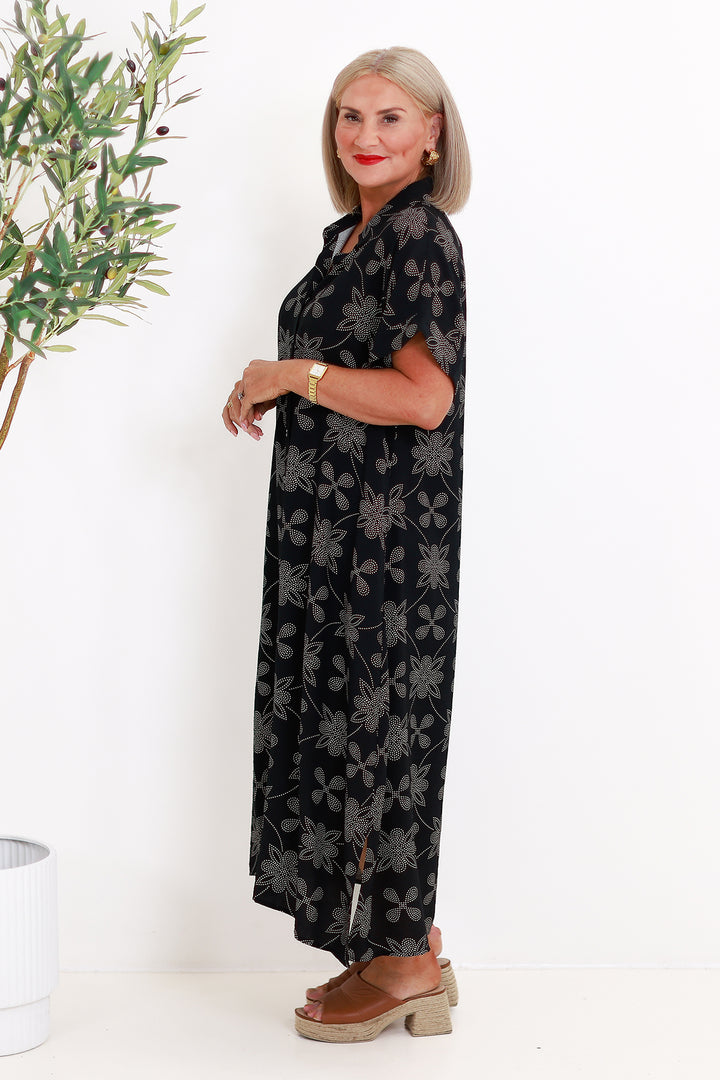 Riveria Relaxed Shirt Dress | BLACK