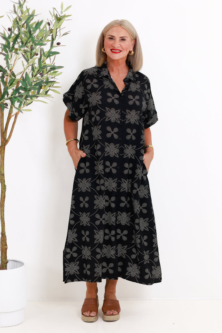 Riveria Relaxed Shirt Dress | BLACK