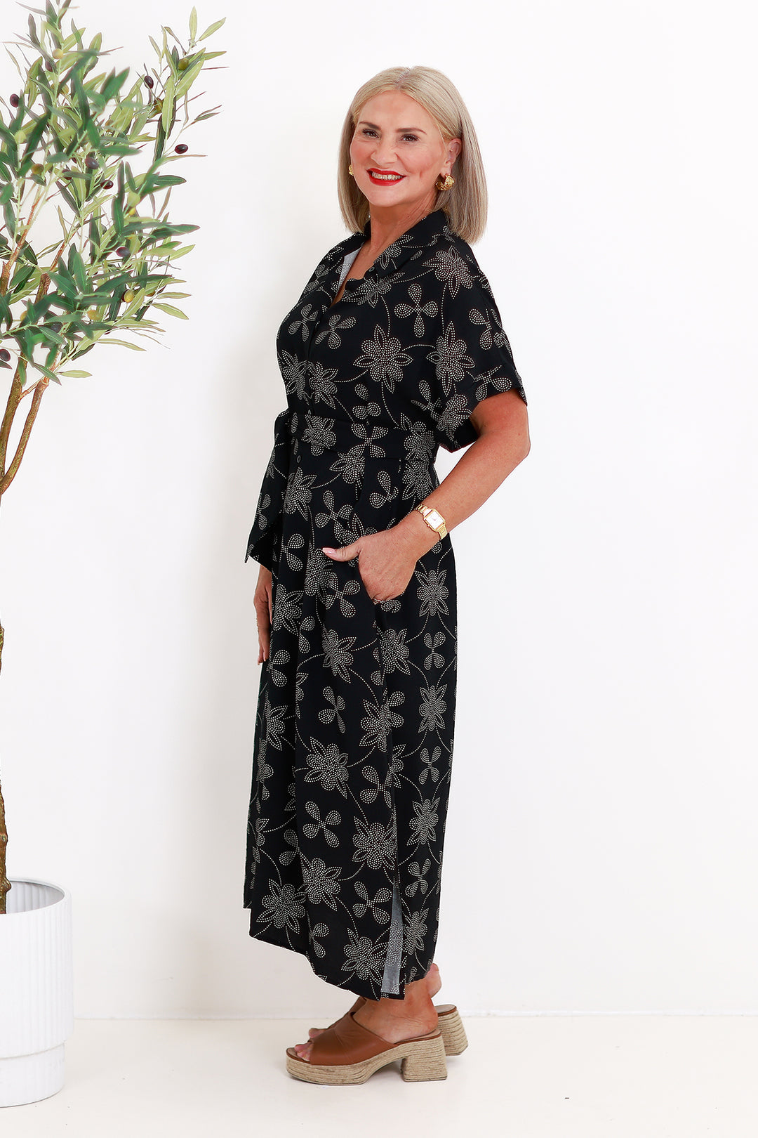 Riveria Relaxed Shirt Dress | BLACK