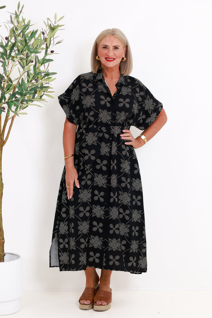 Riveria Relaxed Shirt Dress | BLACK