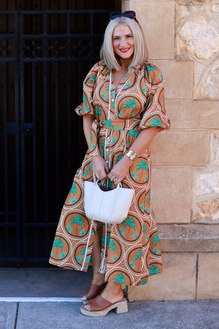 Palm Shirt Dress | TAN
