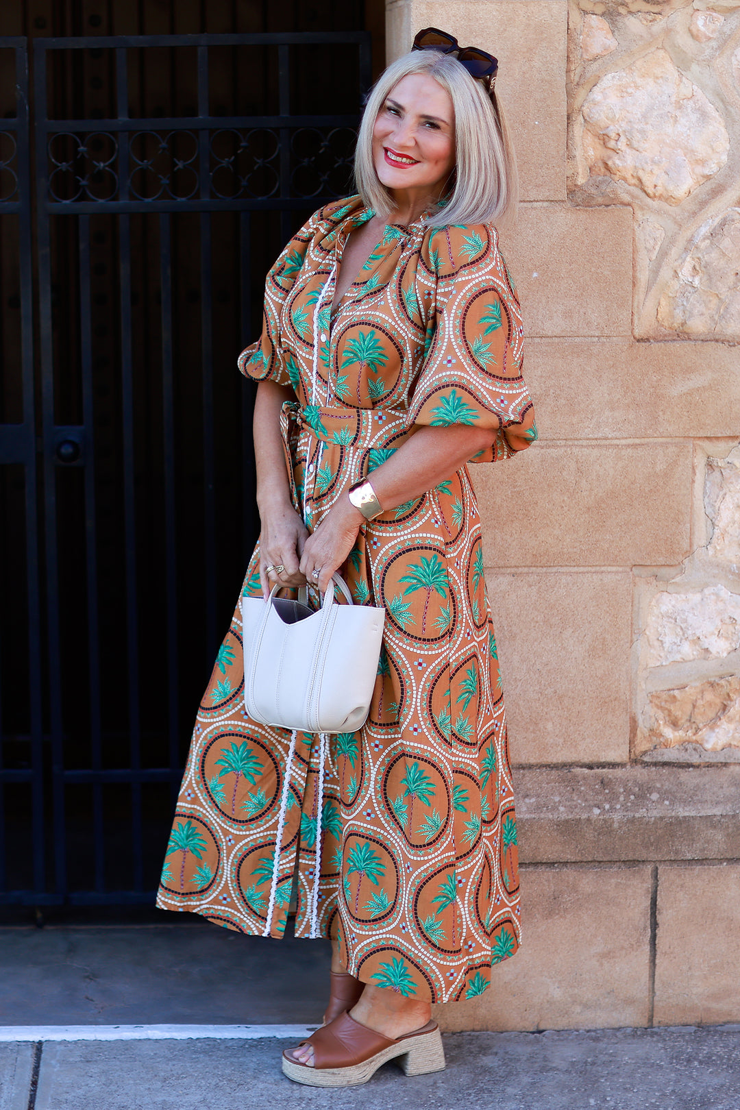 Palm Shirt Dress | TAN