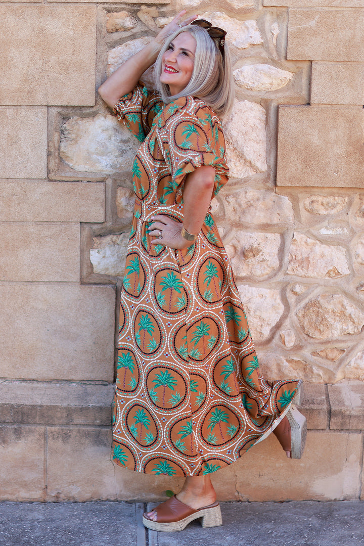 Palm Shirt Dress | TAN