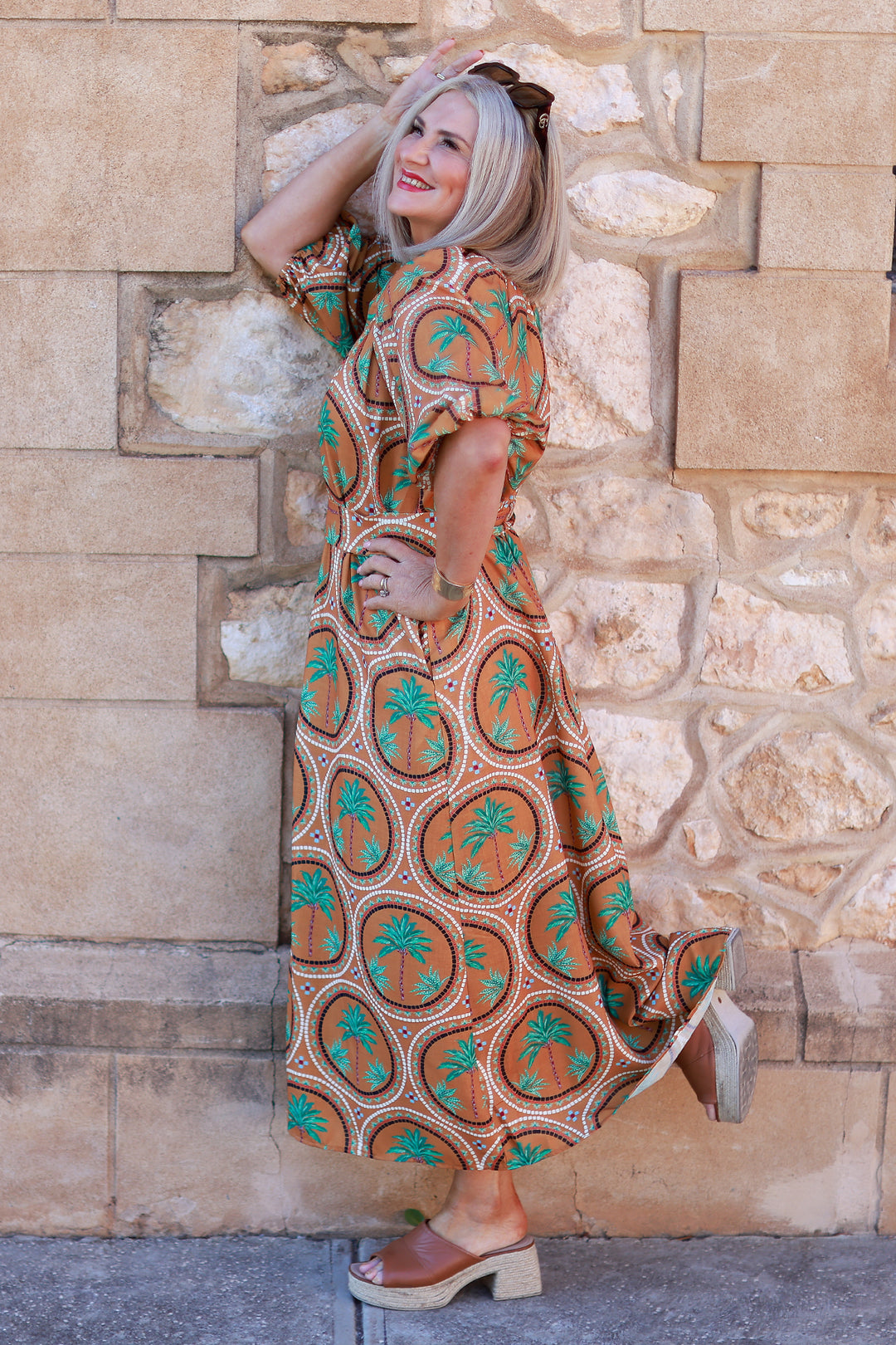 Palm Shirt Dress | TAN