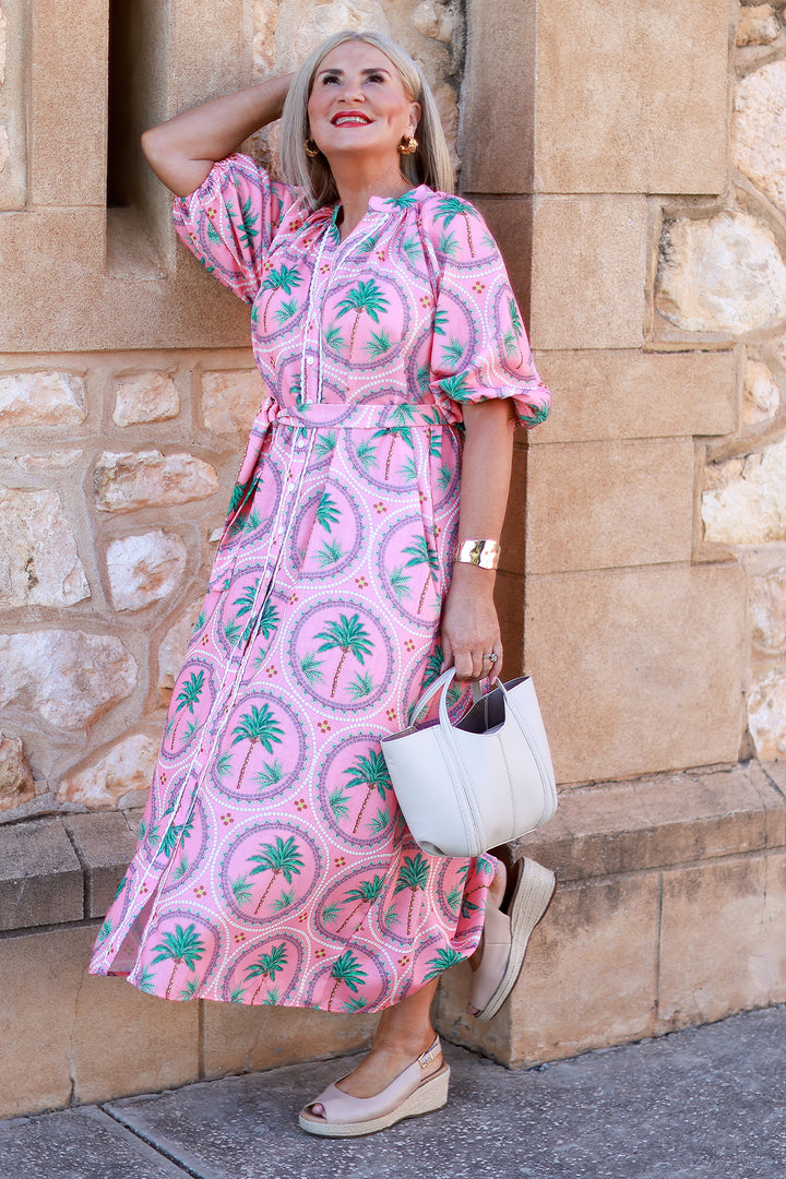 Palm Shirt Dress | WATERMELON PINK