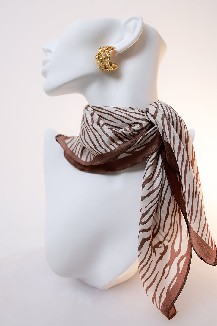 Silk Neck Scarf | ZEBRA BROWN
