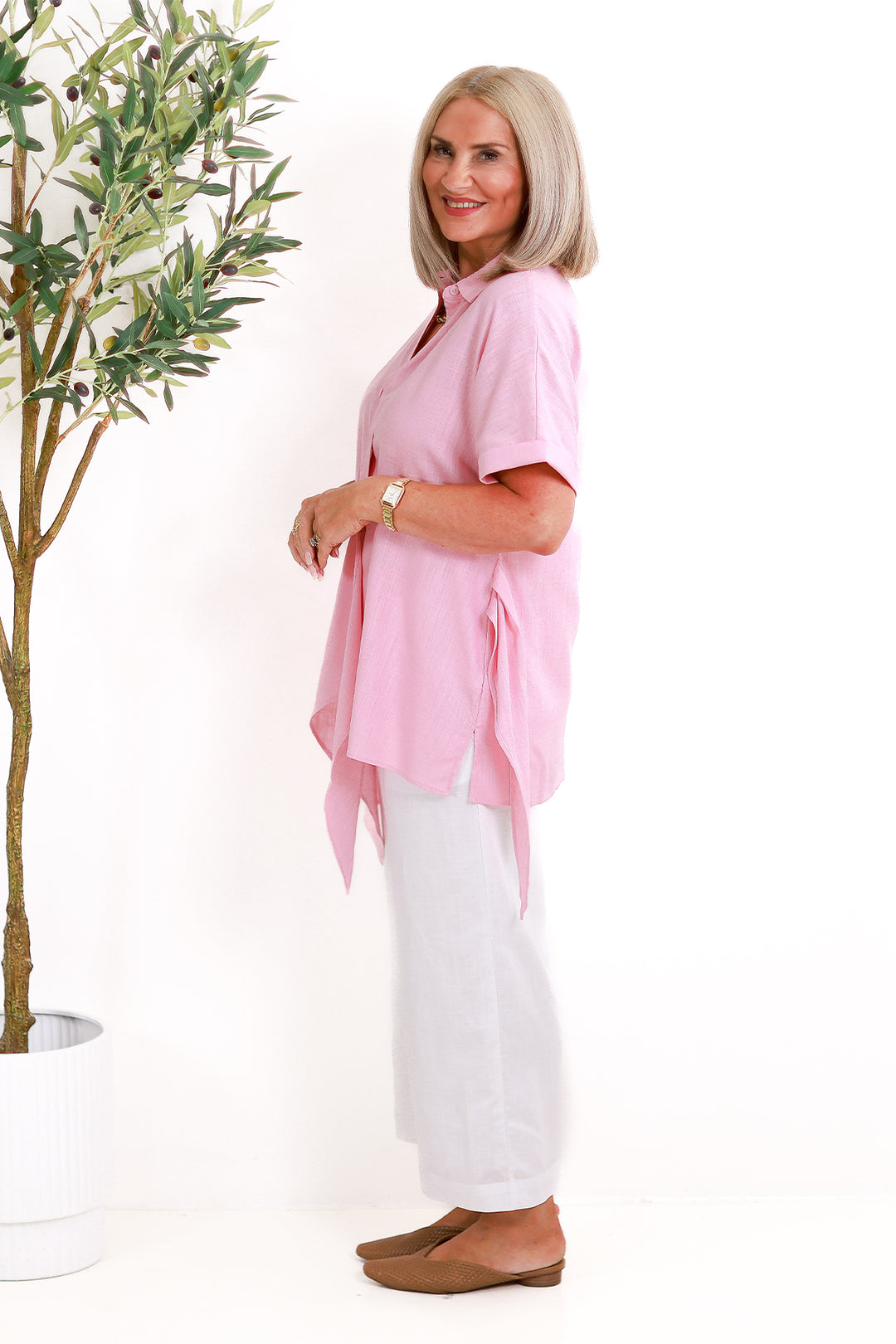 Sterling Collared Tie Shirt | BLUSH PINK