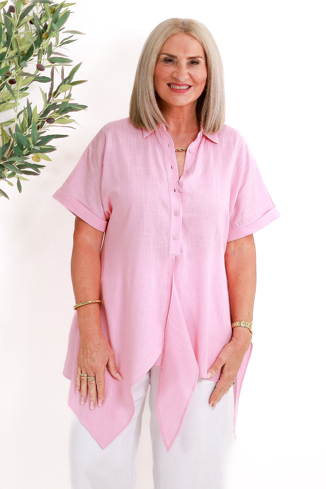 Sterling Collared Tie Shirt | BLUSH PINK