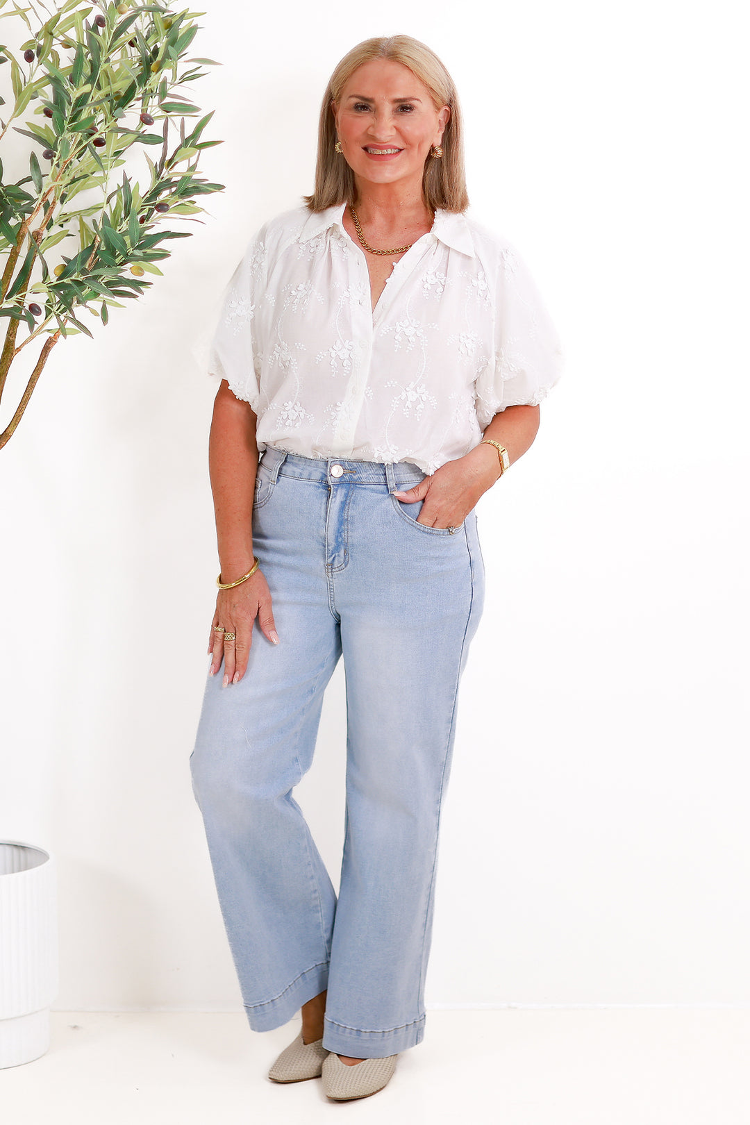 Isabella Short Sleeve Shirt | White