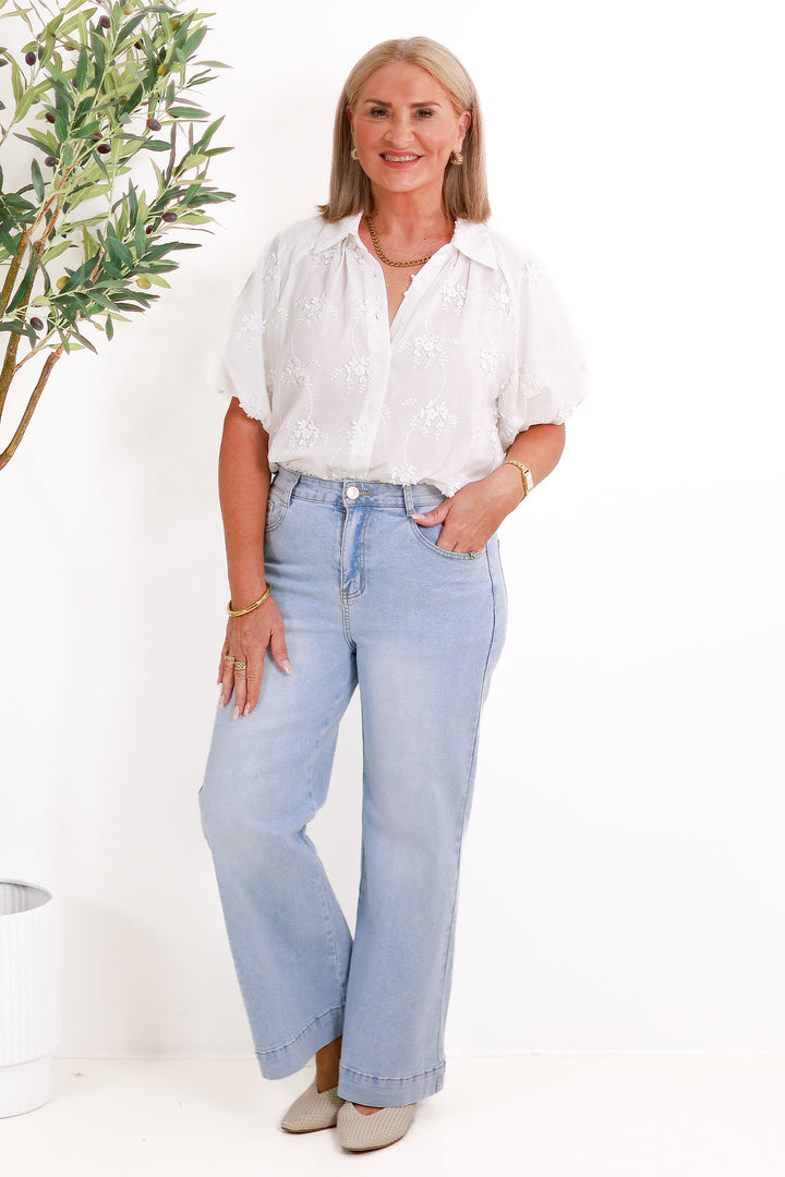 Isabella Short Sleeve Shirt | White
