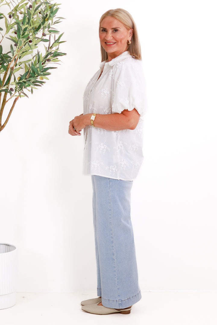 Isabella Short Sleeve Shirt | White
