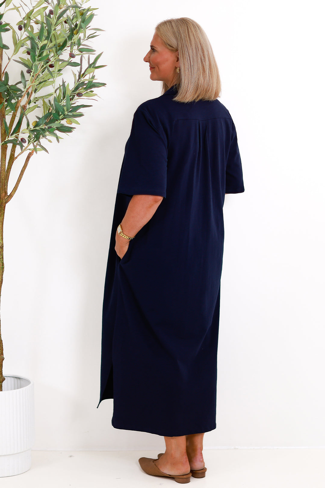 Giselle Collared Tee Dress | NAVY