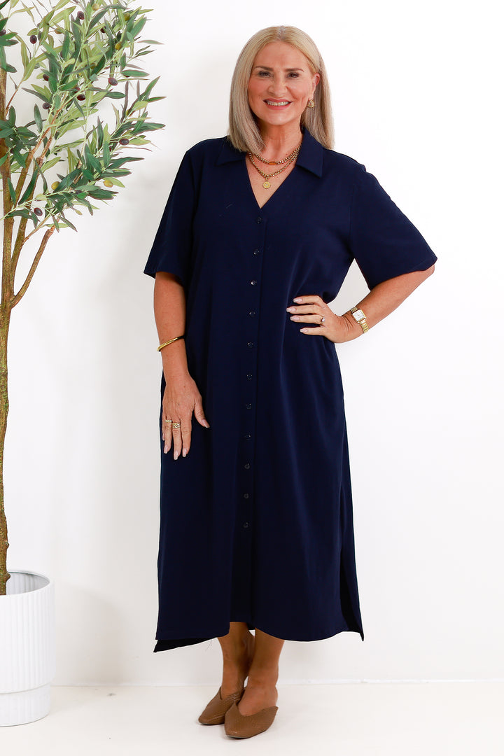 Giselle Collared Tee Dress | NAVY