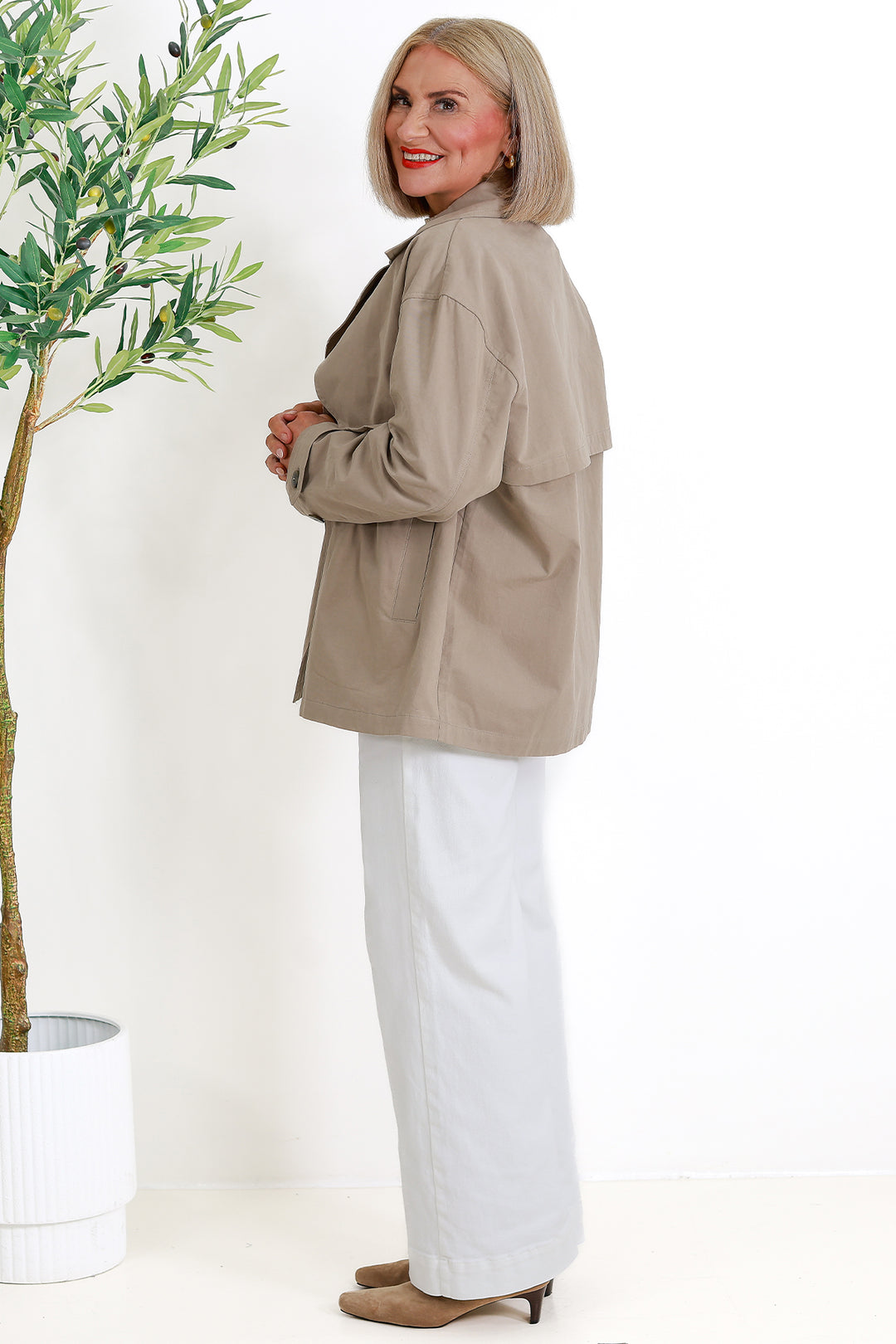 Farida Cropped Trench | STONE