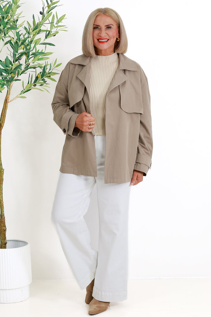 Farida Cropped Trench | STONE