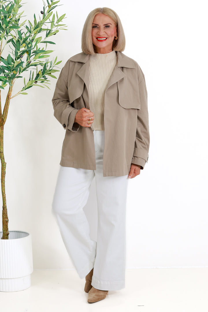 Farida Cropped Trench | STONE